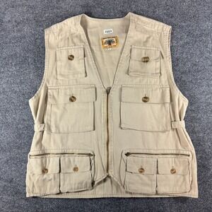Vintage Baobab Safari Vest Mens M Beige Fishing Utility Pockets Hiking Outdoor